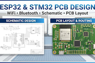 design custom esp32 or stm32 pcb with wifi, bluetooth, schematic and pcb layout
