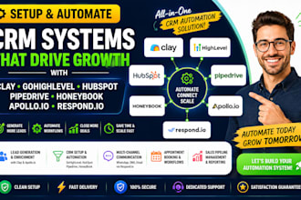 setup clay com gohighlevel hubspot crm pipedrive honeybook apollo io respond io