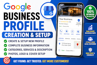create, set up google my business profile, SEO, maps ranking, business marketing