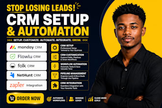 setup, install and customize monday crm flowlu crm folk crm nethunt and pipeline
