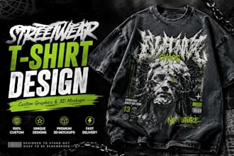 design custom streetwear t shirt graphics with apparel mockup
