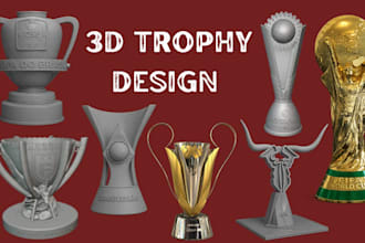 design high quality trophy design award medal cnc for rendering and 3d printing