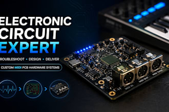 troubleshoot electronic circuits and design custom midi pcb hardware systems