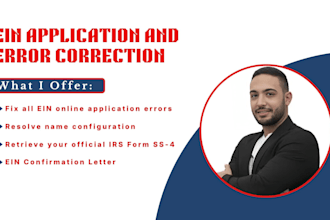 help correct ein application error or rejection, and fix irs ss4 issues fast