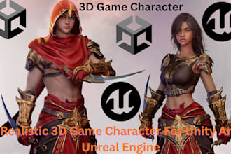 create realistic 3d game characters for unity, unreal engine and ue5 metahuman