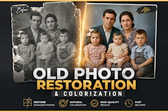 restore old photos, repair damaged images and colorize black and white pictures