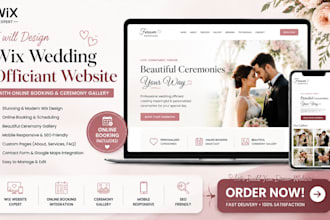 design wix wedding officiant website with online booking ceremony gallery site