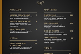 design a professional restaurant menu in canva