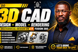 do 3d cad design 3d cad model 3d cad rendering, mechanical design on fusion 360
