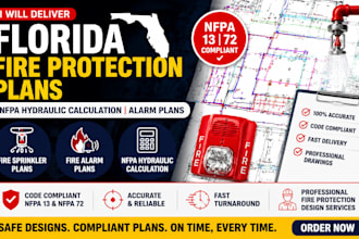 deliver florida fire protection plans, nfpa hydraulic calculation, alarm plans