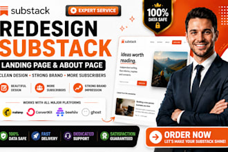 redesign substack newsletter publication landing page and about page