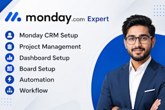 setup monday com CRM, boards, dashboards and workflow automation expert