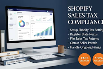 set up shopify sales tax compliance, register state nexus and seller permit