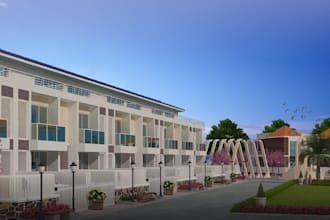 mixed use 3d property,rowhouse outdoor visualization,d5 villa rendering,triplex