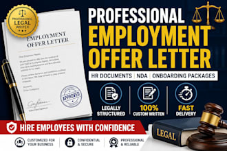 write a professional employment offer letter and onboarding package