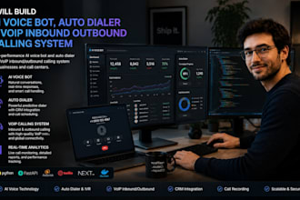 build ai voice bot, auto dialer and voip inbound outbound calling system