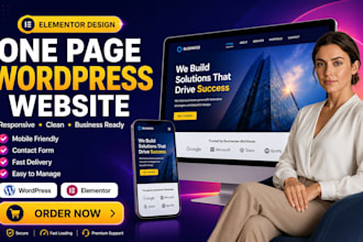 design one page wordpress website with elementor, one page wordpress website