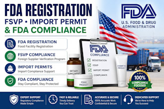 handle fda registration, fsvp, import permit, and fda compliance