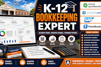 handle k12 bookkeeping using quickbooks, accounting seed, sap and freshbooks