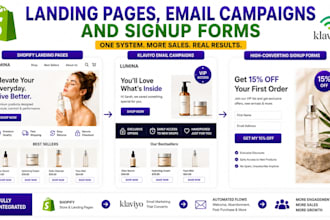 design shopify landing page klaviyo email marketing and signup forms