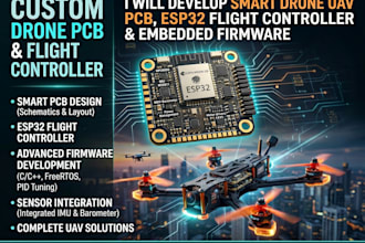 develop smart drone uav pcb, esp32 flight controller and embedded firmware