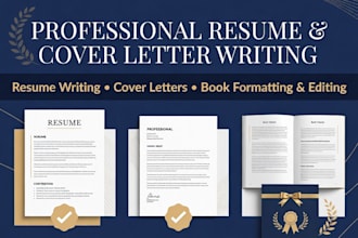provide resume writing, edit book formatting services and cover letter