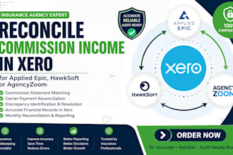 reconcile your commission income in xero for applied epic hawksoft or agencyzoo