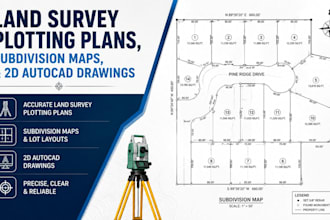 create land survey plotting plans, subdivision maps, and 2d autocad drawings