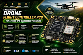 design drone flight controller pcb with stm32, gps and embedded firmware