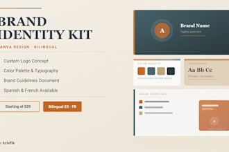 design a complete canva brand identity kit in spanish french