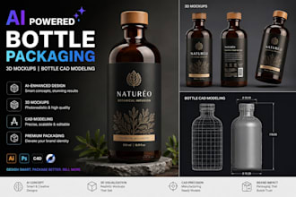 create ai powered bottle packaging 3d mockups bottle cad modeling