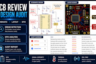 review your pcb schematic and layout and provide a detailed design audit