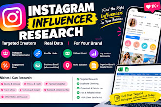 research instagram influenccer list for influencer marketing and influencer list