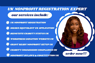 set up UK nonprofit registration, charity website, donation system