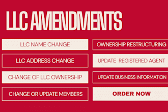 amend llc, change llc name, ownership change, address, registered agent,dissolve
