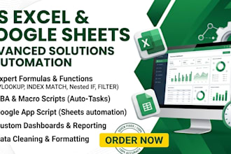 write excel formulas, macros, vba and fix google sheets issues