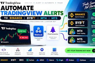 automate tradingview alerts to binance bybit mt5 using webhook pineconnector mt4