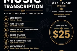 transcribe, arrange, or transpose your sheet music professionally