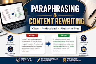 paraphrase, copy edit and rewrite your valuable content