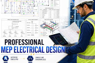 professional mep electrical cad drawings, single line diagram, electrical