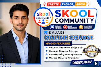 setup skool online community kajabi course creation skool community manager ghl