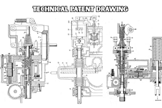draw uspto patent drawings mechanical technical illustration industrial line art