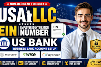 set up a USA business bank account and llc formation for non residents with ein
