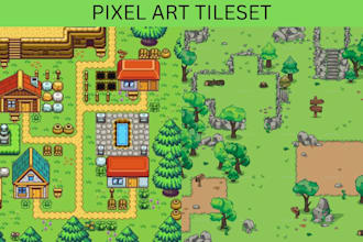 do topdown pixel art, tileset, tile map, rpg maker, game background, game art