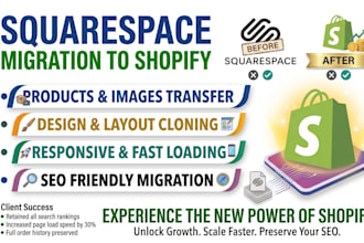 migrate ecommerce squarespace website to shopify, shopify website migration