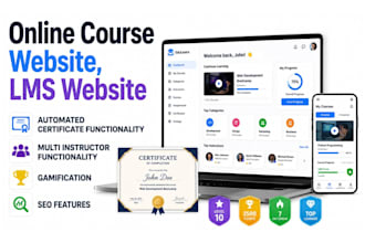 build professional lms website for online course, online course website