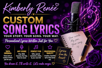 write original custom song lyrics based on your story