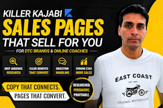 write fast converting kajabi sales page for dtc brands and online coaches