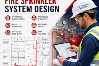 professional fire sprinkler system design, hydraulic calculations, autocad