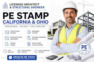 architectural engineer, structural design, stamp in califonia and ohio